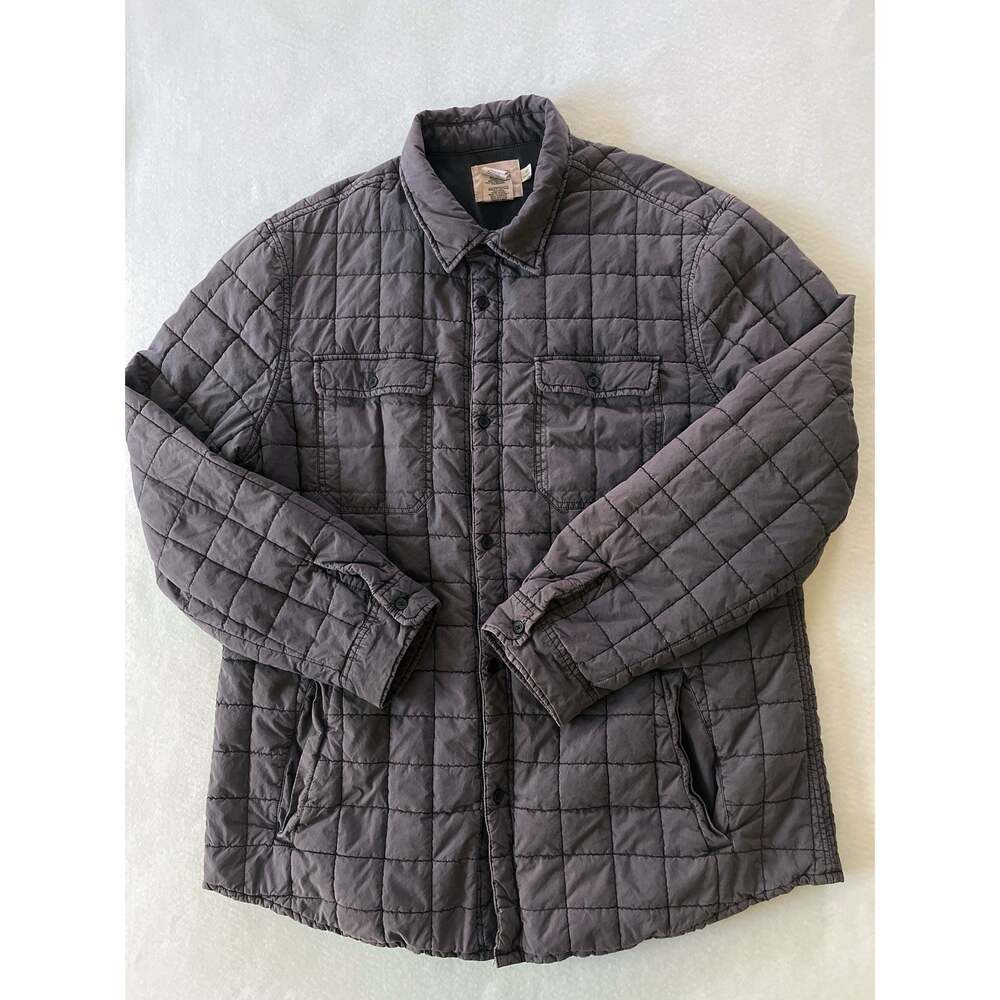 UGG Jacket Men L Gray Quilted Cotton Button Front Flannel Lined Casual Shacket